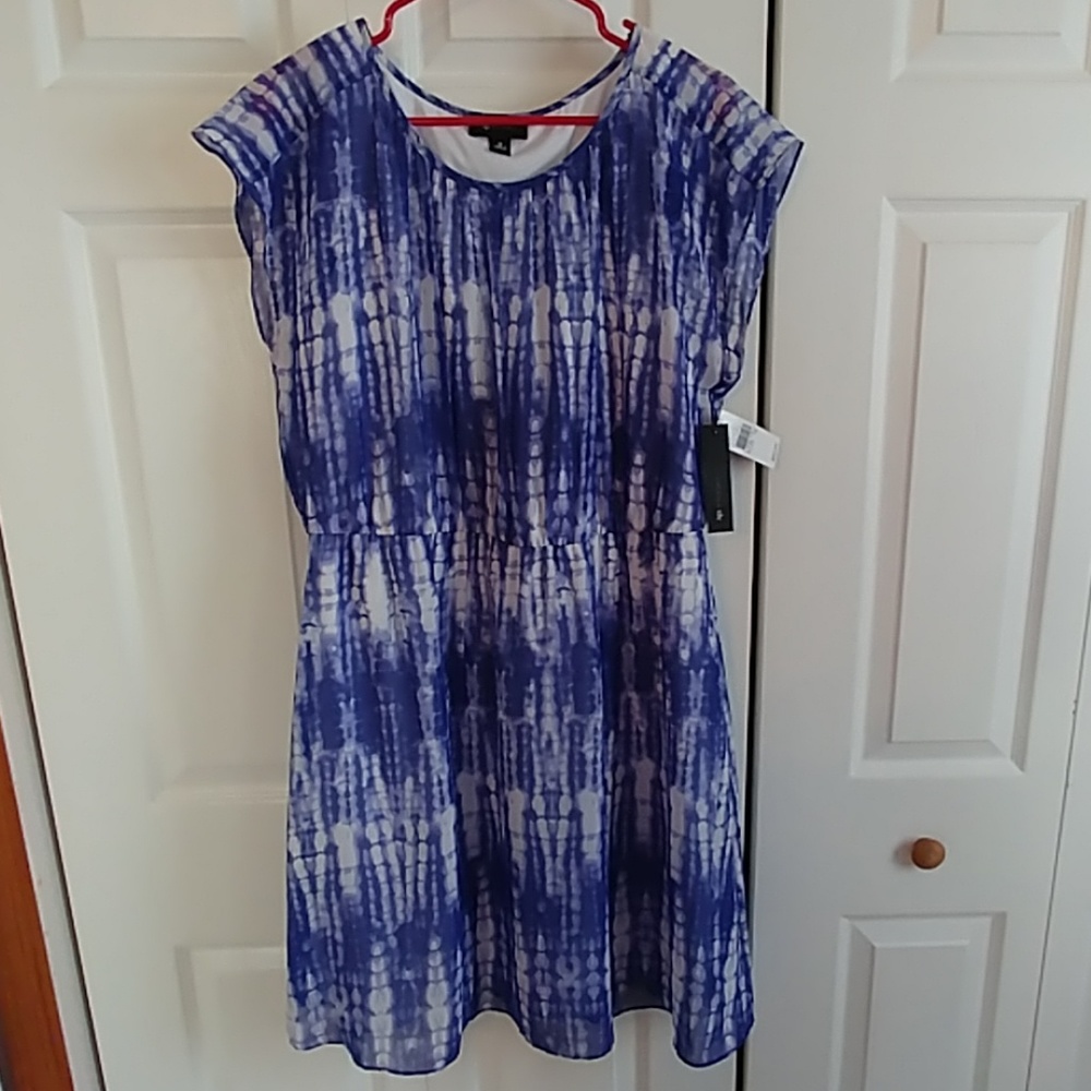 NWT AB Studio blue tie-dye summer dress size 16